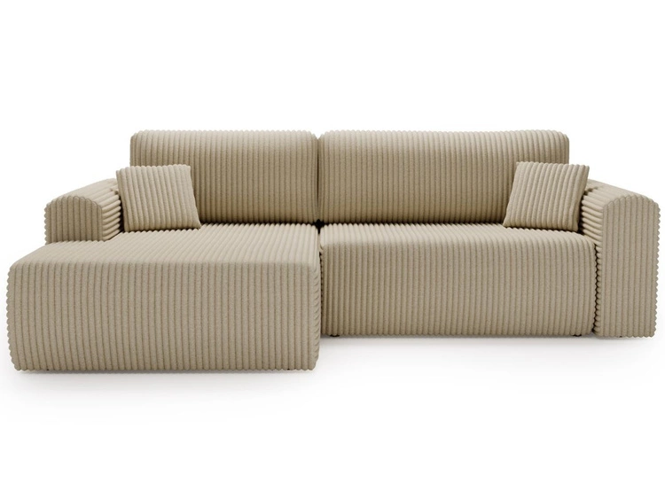Ecksofa mit Schlaffunktion und Bettkasten Belvio links Beige