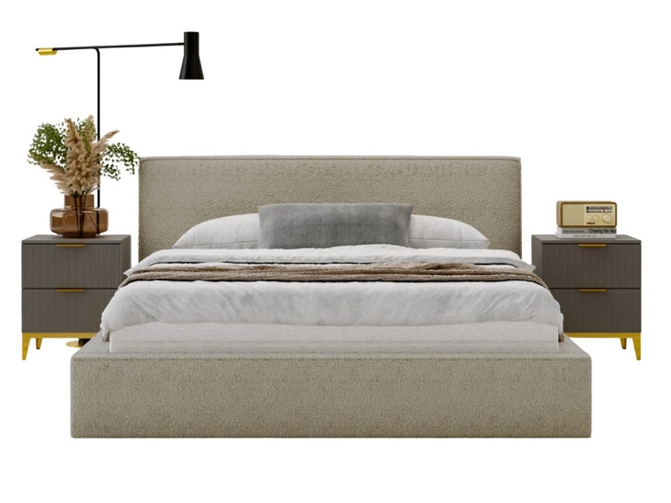 Polsterbett mit Bettkasten und Lattenrost 140x200 Monaco Beige