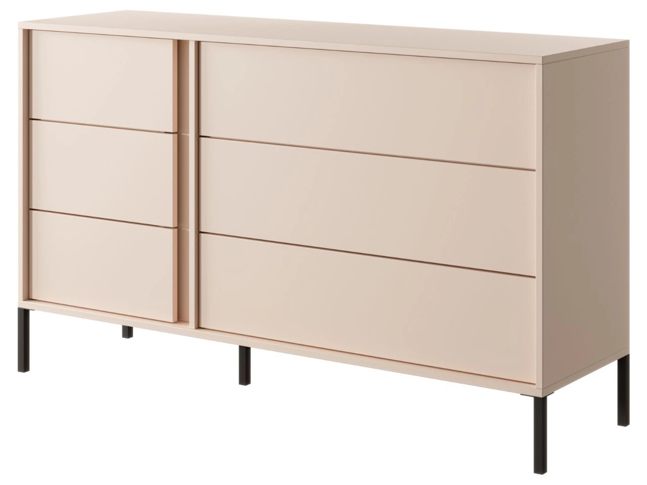 Kommode mit  sechs Schubladen Dego Beige