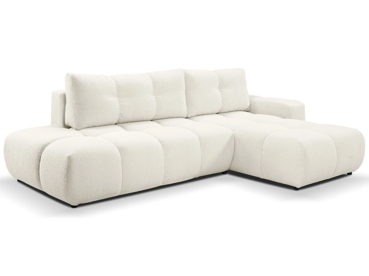 Ecksofa L-Form Rechts mit Schlaffunktion und Bettkasten Sile L Creme