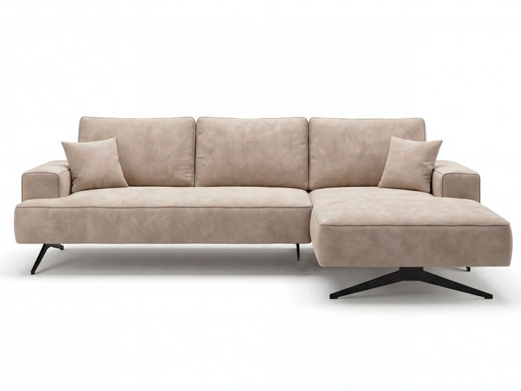 Ecksofa L-Form auf Metallbeinen Leto Rechts Beige