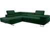 Ecksofa L-Form Links mit Schlaffunktion und Bettkasten Solam L Grün