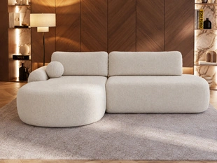 Ecksofa L-Form Links mit Schlaffunktion und Bettkasten Aurio O Weiß