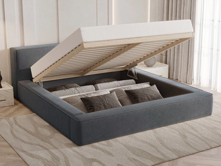Polsterbett mit Bettkasten und Lattenrost 120x200 Mali Dunkelgrau