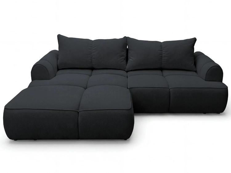 Ecksofa L-Form Links mit Schlaffunktion und Bettkasten Bonno Schwarz