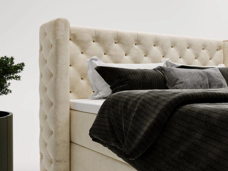 Boxspringbett mit Bettkasten 160x200 Lion Creme