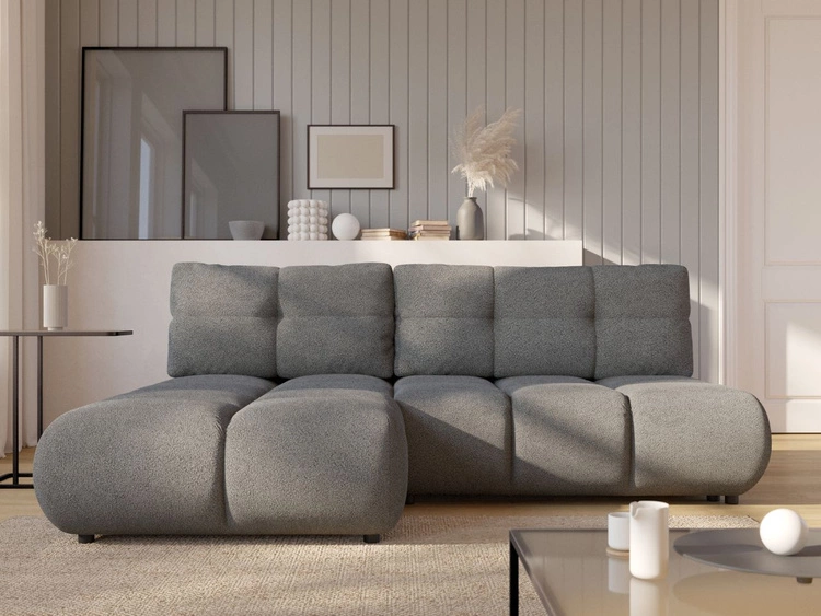 Ecksofa mit Schlaffunktion und Bettkasten Links Milet Grau