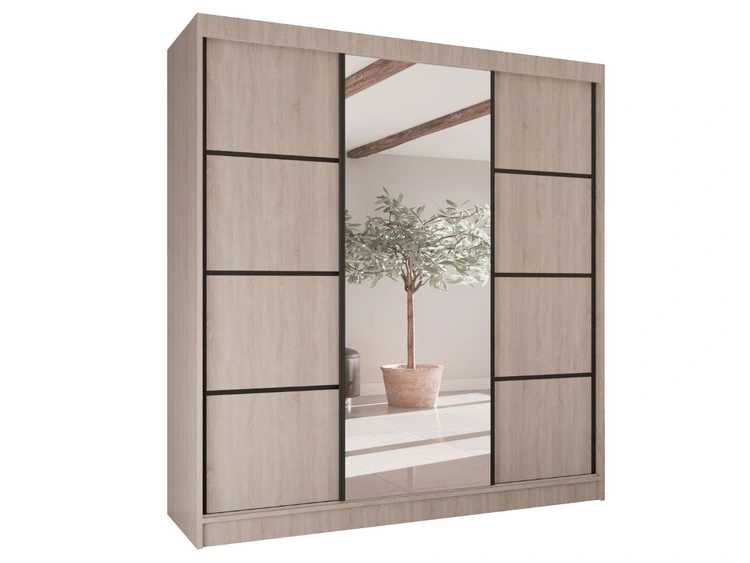 Schiebetürenschrank mit Spiegel 200 cm Vello Eiche Sonoma