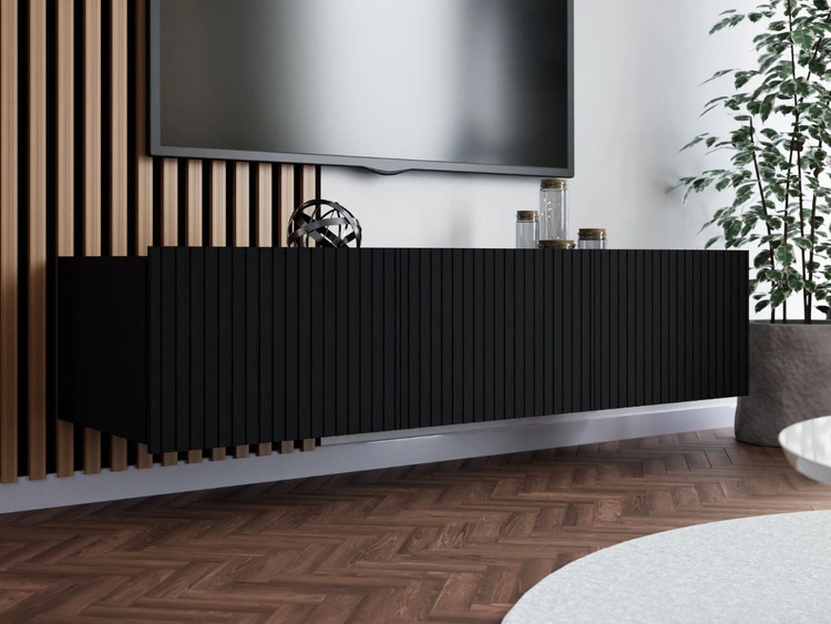 TV-Lowboard mit Türen 150 cm Kioto Schwarz matt