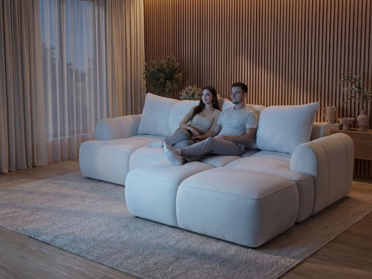 Ecksofa L-Form Rechts mit Schlaffunktion und Bettkasten Bonno Dunkelgrau