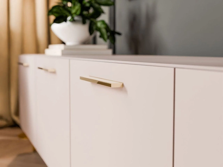 Wohnwand für das Wohnzimmer auf Goldenen Metallbeinen Noaé Kaschmir