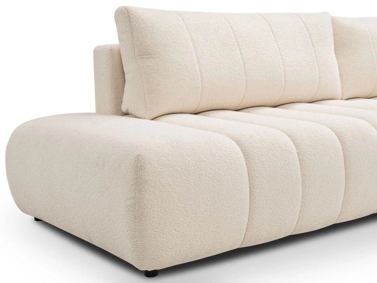 Ecksofa mit Schlaffunktion und Bettkasten Rechts Adoro Hellbeige