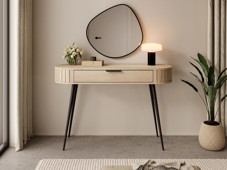 Schminktisch mit schwarzen Metallbeinen Passione Eiche Cremona