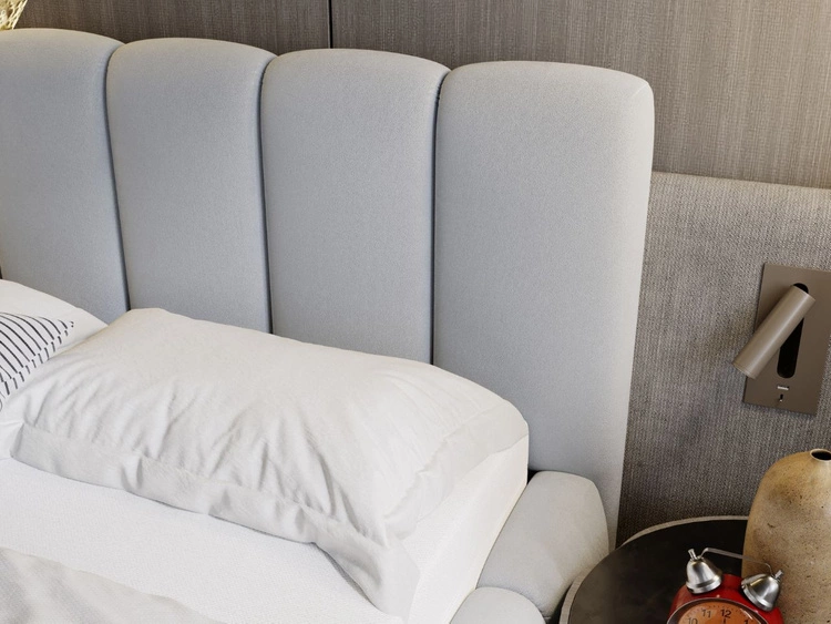 Polsterbett mit Bettkasten und Lattenrost 120x200 Cloud Hellgrau