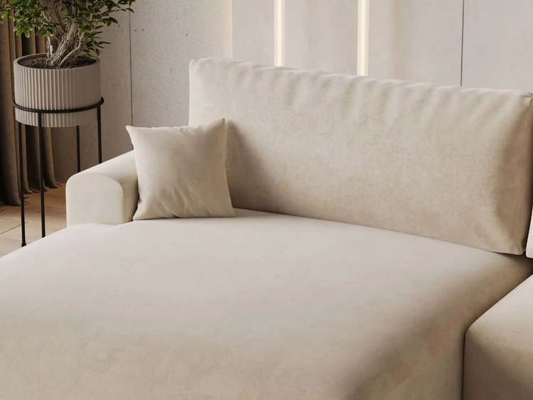 Ecksofa L-Form mit Schlaffunktion und Bettkasten Serene Links Beige