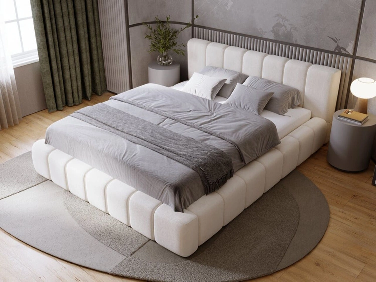 Polsterbett mit Bettkasten und Lattenrost 180x200 Orio Beige