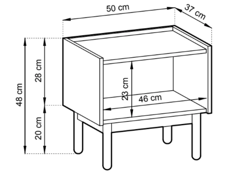 Nachttisch mit Regal Braha Riviera Eiche, Marmor Bianco