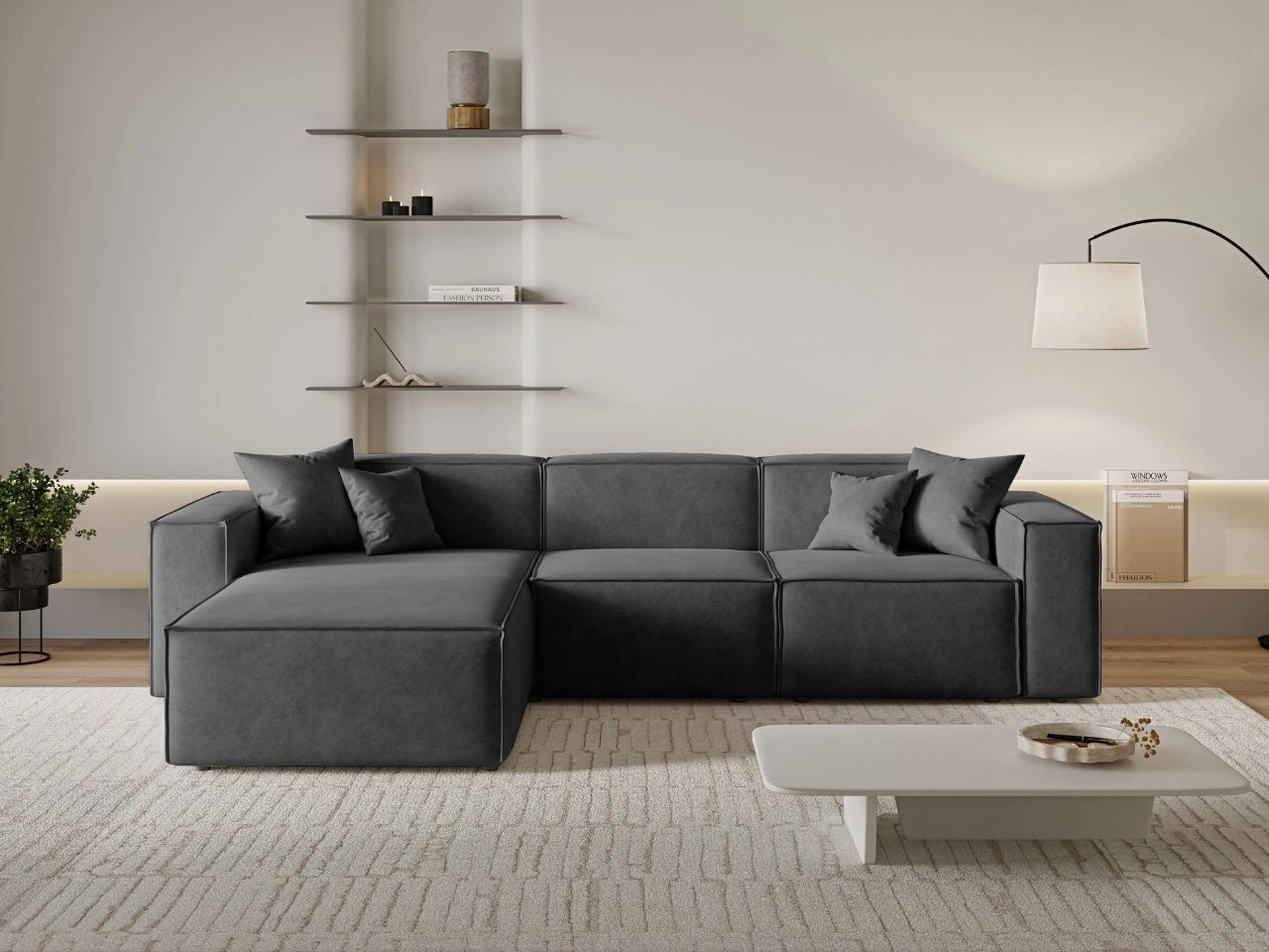 Ecksofa L-Form Links Arizona Dunkelgrau