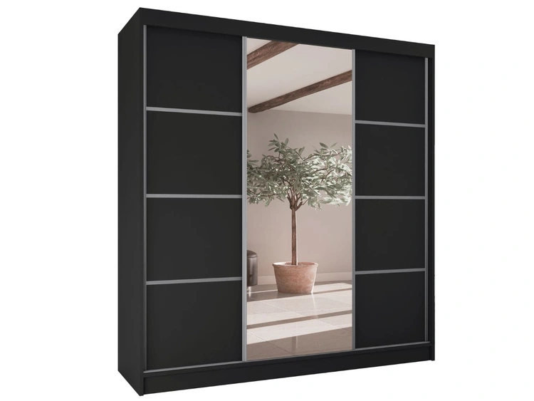 Schiebetürenschrank mit Spiegel 200 cm Vello Schwarz