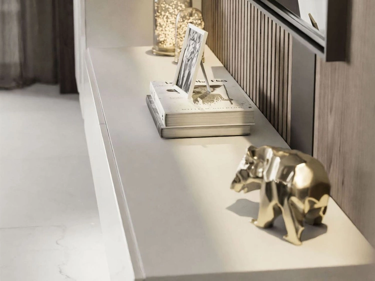 Hängende TV-Wohnwand mit LED-Beleuchtung für das Wohnzimmer Sorelle Weiß Hochglanz