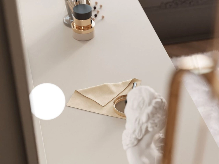 Schminktisch mit Spiegel, Schubladen und LED Melo Elite Kaschmir Matt