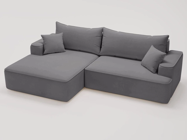 Ecksofa L-Form Links mit Schlaffunktion und Bettkasten California Grau