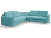 Ecksofa L-Form Links mit Schlaffunktion und Bettkasten Limon Blau