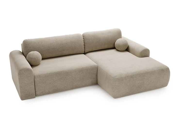 Ecksofa L-Form mit Schlaffunktion und Bettkasten Savana Rechts Beige