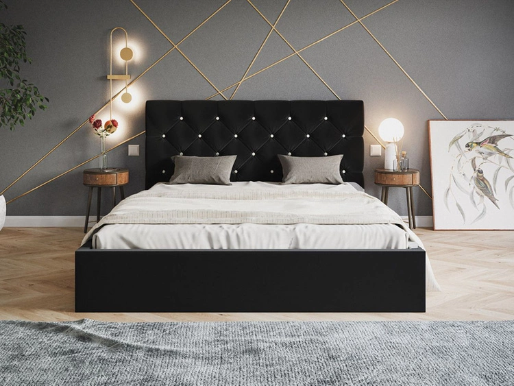 Polsterbett mit Bettkasten und Lattenrost 120x200 Selva Schwarz