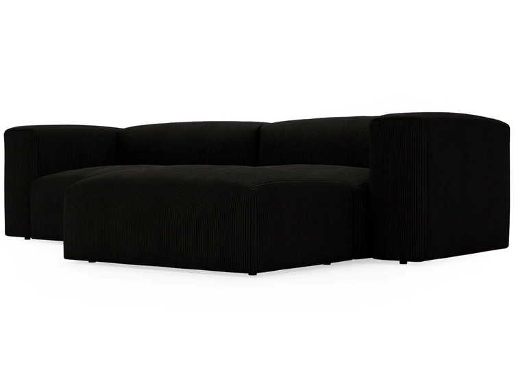 Ecksofa L-Form Rechts Moderne Cord Ecksofa Landi Schwarz