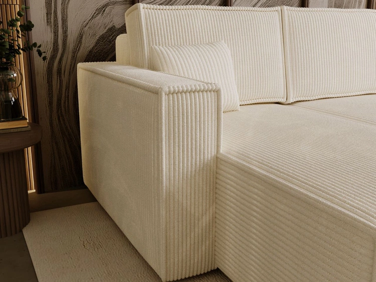 Modernes Ecksofa mit Schlaffunktion und Stauraum Prato Beige