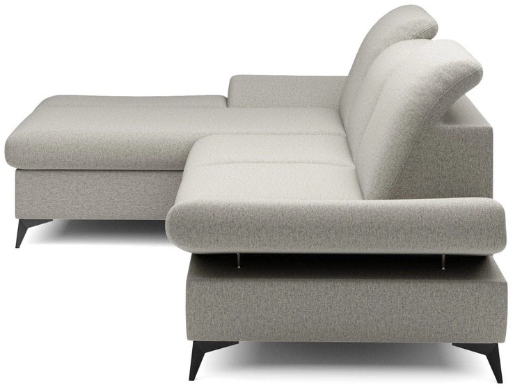 Ecksofa L-Form Links mit Schlaffunktion und Bettkasten Hannover Beige