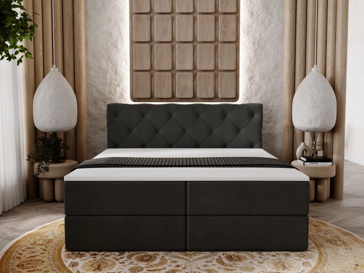 Boxspringbett mit Bettkasten 200x200 Napoli Dunkelgrau