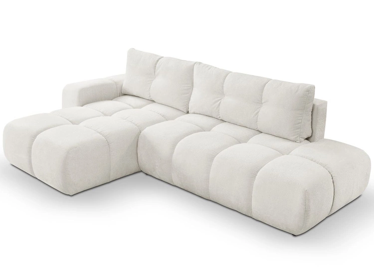 Ecksofa L-Form Links mit Schlaffunktion und Bettkasten Sile L Hellbeige