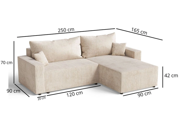 Ecksofa L-Form mit Schlaffunktion und Bettkasten Nivo Grau