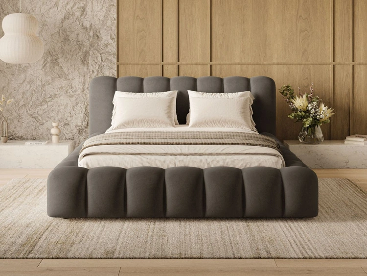 Polsterbett mit Bettkasten und Lattenrost 140x200 Averia Dunkelgrau
