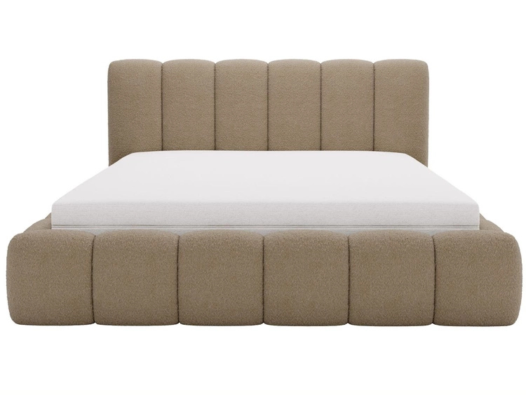 Polsterbett mit Bettkasten und Lattenrost 120x200 Cloud Bouclé-Stoff Braun