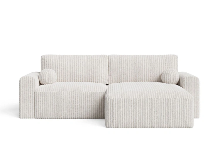 Ecksofa L-Form mit Schlaffunktion und Bettkasten Aurora Creme