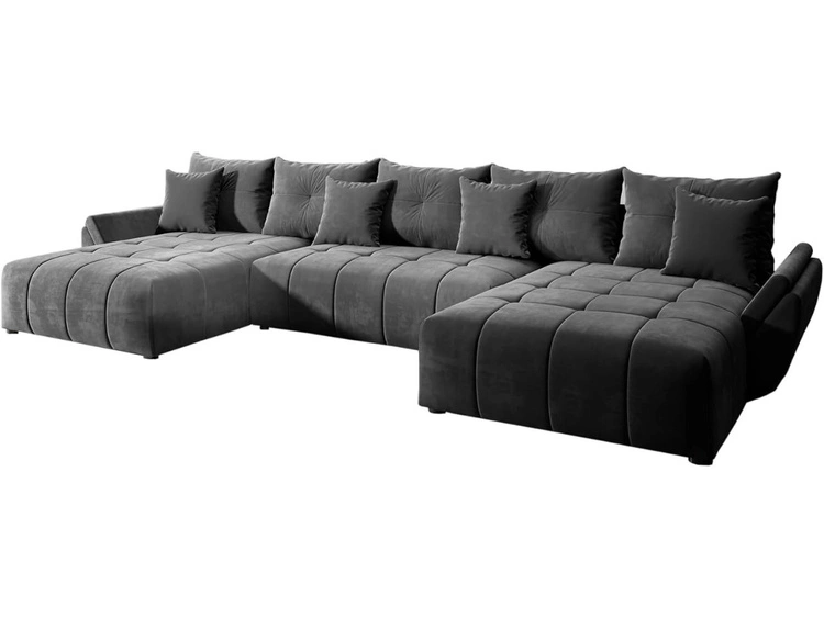 Wohnlandschaft mit Schlaffunktion und Bettkasten Decor U Dunkelgrau