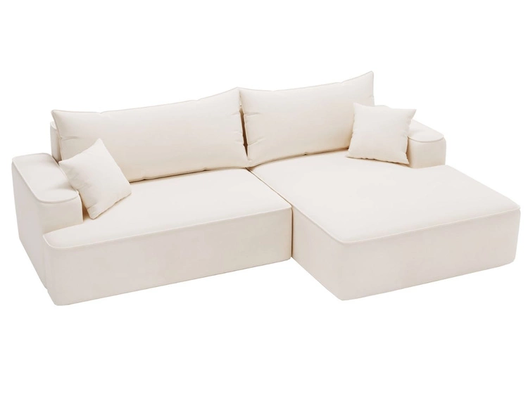 Ecksofa L-Form Rechts mit Schlaffunktion und Bettkasten California Creme