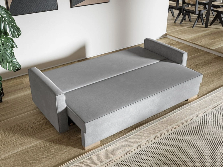 Schlafsofa mit Bettfunktion und Bettkasten Pori Creme