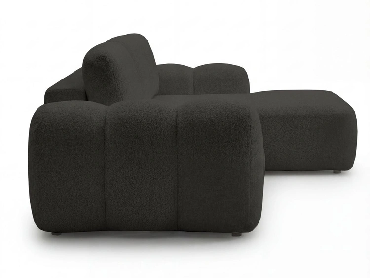 Ecksofa L-Form mit Schlaffunktion und Bettkasten Avelin Rechts Schwarz