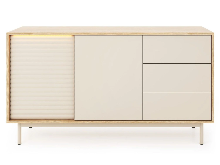 Ein Möbelset mit LED-Beleuchtung für das Wohnzimmer Rapallo Kaszmir, Eiche Geölte