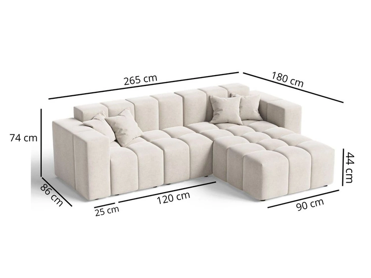 Ecksofa L-Form Rechts Moderne Ecksofa Loopo Creme
