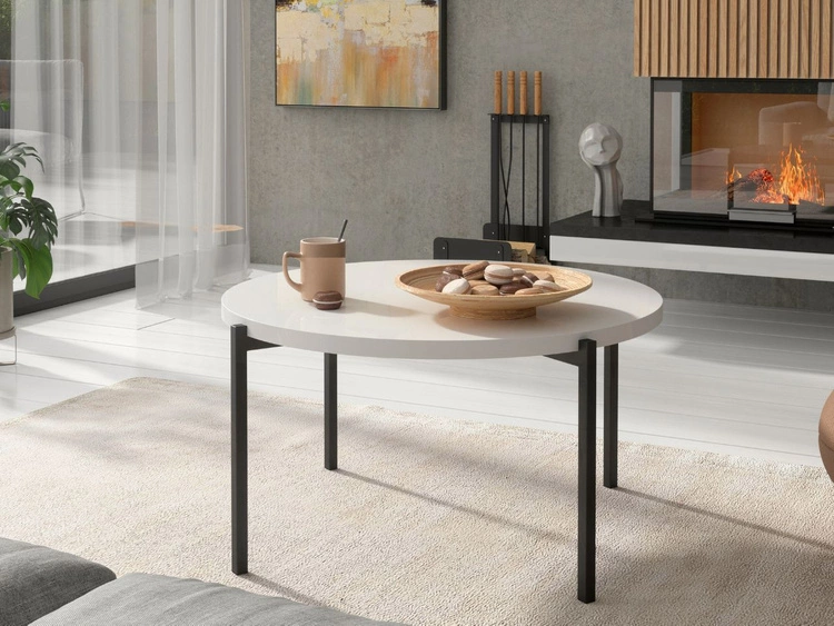 Runder Couchtisch Sevilla Weiß Glanz