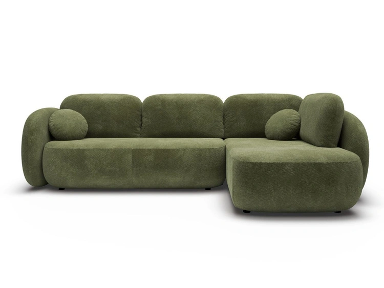 Ecksofa mit Schlaffunktion und Bettkasten Rechts Carino Grün