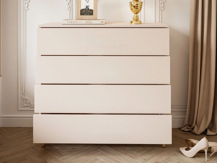 Kommode mit Schubladen und LED-Beleuchtung auf Goldenen Beinen Nuveo Kaschmir