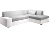 Ecksofa L-Form Rechts mit Schlaffunktion und Bettkasten Fresto Hellgrau, Weiß    