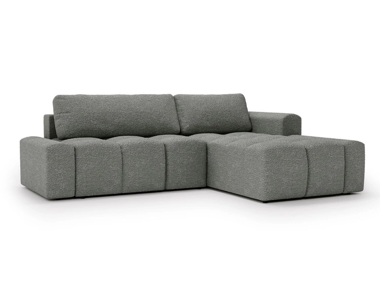 Ecksofa L-Form Rechts mit Schlaffunktion und Bettkasten Lana Grau