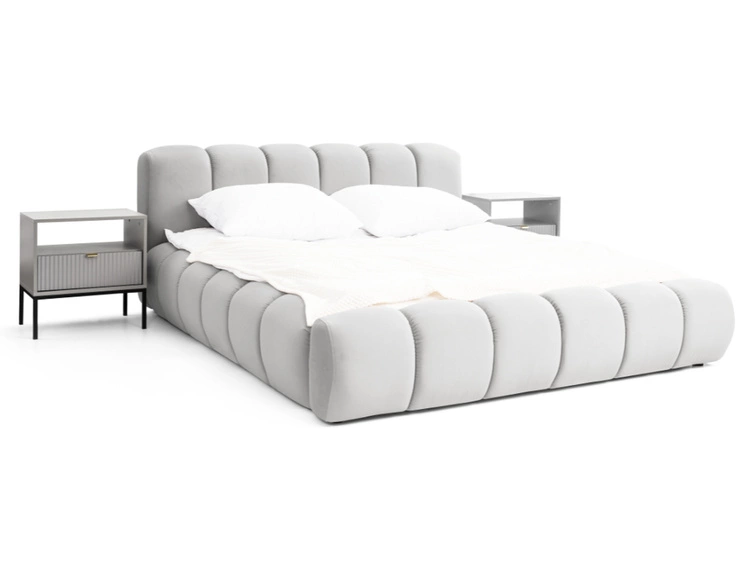 Polsterbett mit Bettkasten und Lattenrost 140x200 Doria Hellgrau